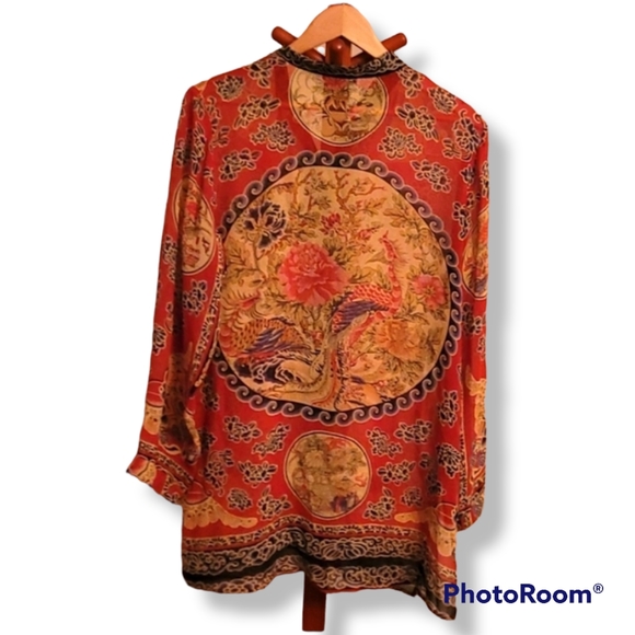 Citron Santa Monica Orange Yellow Silk Sheer Blouse - Picture 5 of 9